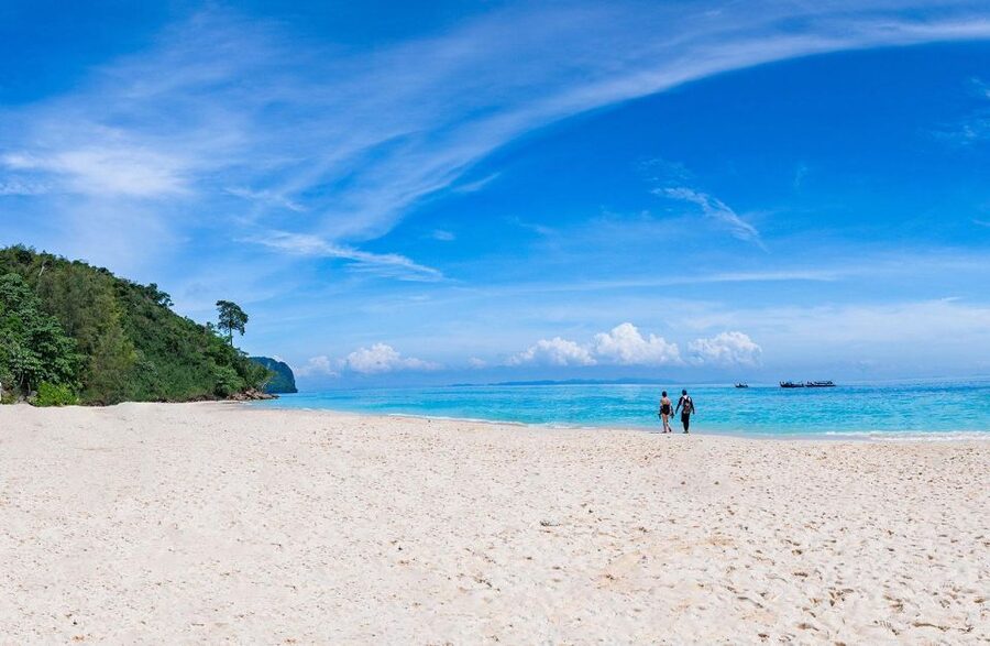 From Phi Phi: Full Day Snorkeling Trip by Longtail Boat - Monkey Beach brings the first close-up encounter