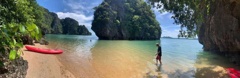 Ko Lanta: Half-Day Kayaking, Talabeng, Sea Cave & Mangrove - Beach time, fruit, and a chance to cool off
