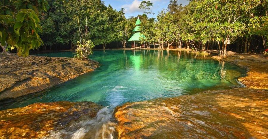 Krabi: Tiger Temple, Hot Springs & Crystal Pool Jungle Tour - The Blue Pool adds a short forest walk